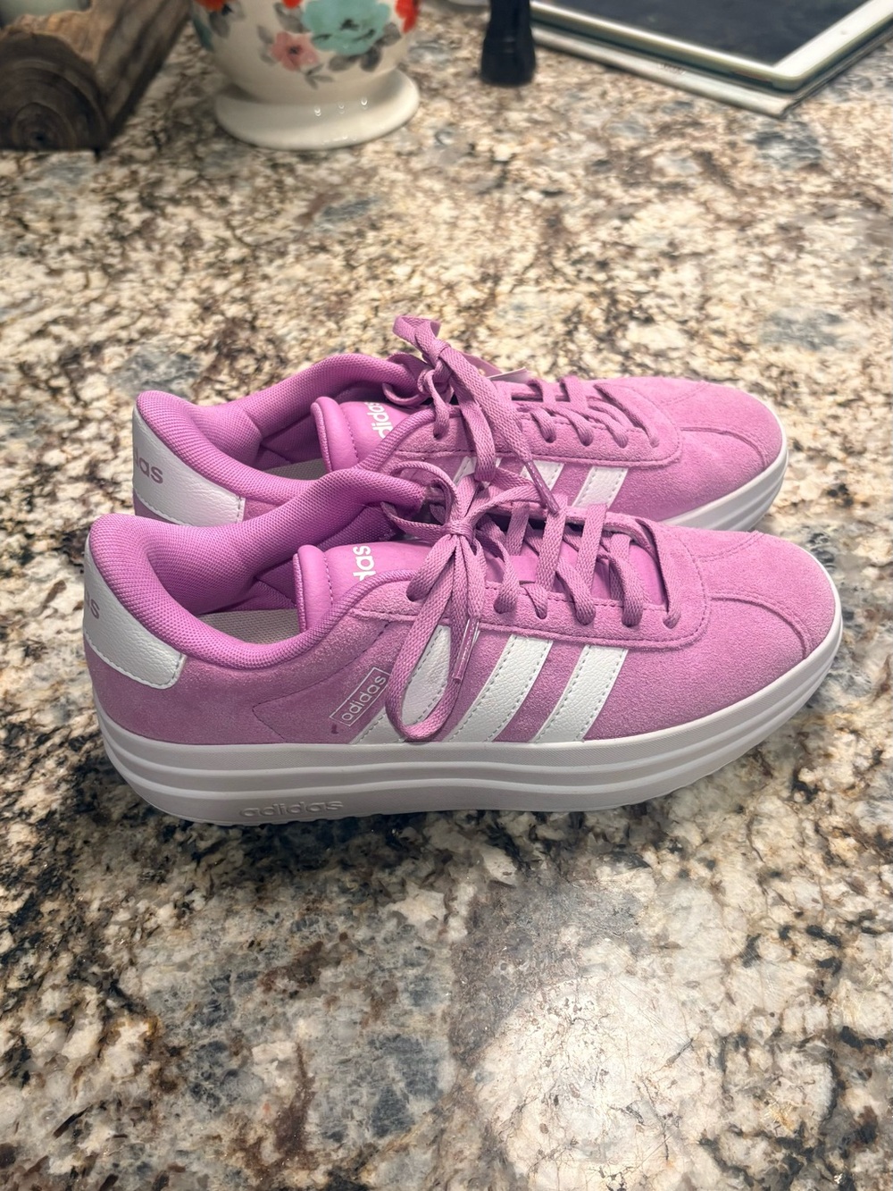 adidas Pink Platform Suede-Style Sneakers